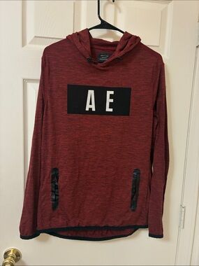 American Eagle Outfitters Men’s Maroon Crewneck Hoodie with AE Logo